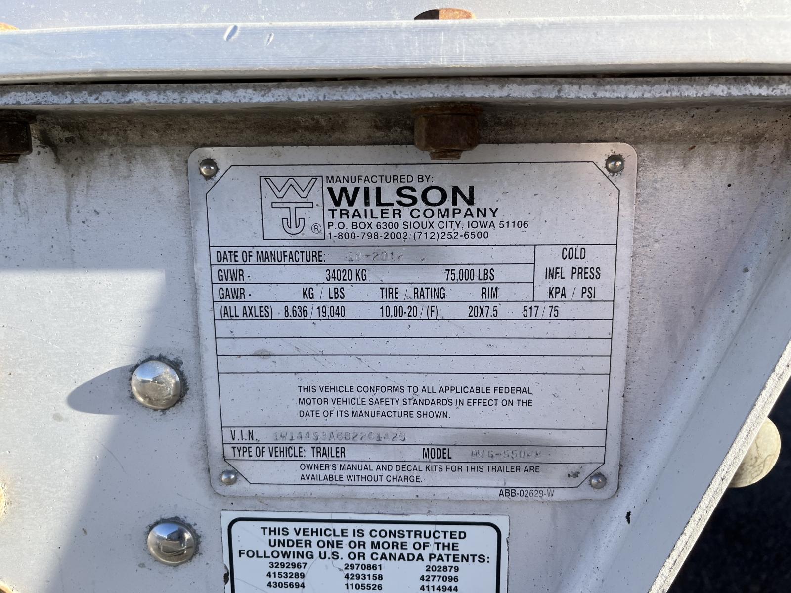 WILSON TRAILER COMPANY DWG-550WB